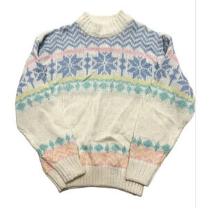 VTG Women’s Chunky Knit Grandma Sweater 80s 90s Snow Bunny NOS Ribbed 2X *Flaw